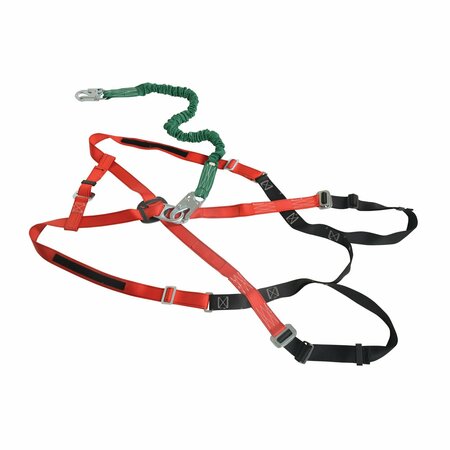 VESTIL Red Work Platform Harness with 6" Lanyard Size X-Large 350lb Capacity WP-LH-XL